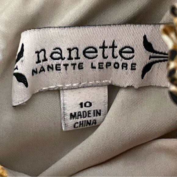 NWT Nanette Lepore Snakeskin Print Sleeveless Pleated MIDI Dress Gold Black 10 - Picture 8 of 12